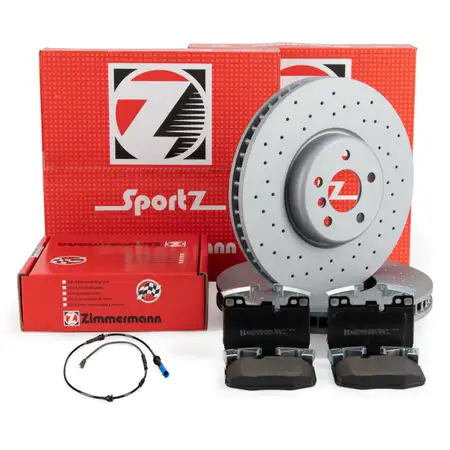 Zimmermann SPORT Bremsscheiben + Bel&auml;ge + Sensor f&uuml;r BMW X3 G01 X4 mit M-Sportbremse vorne