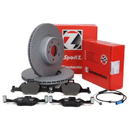 Zimmermann SPORT Bremsscheiben + Bel&auml;ge + Sensor f&uuml;r BMW G30 525d ohne M-Sportbremse vorne