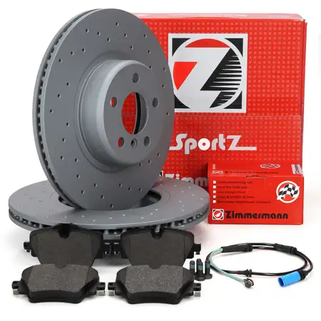 Zimmermann SPORT Brake Discs + Brake Pads + Sensor for TOYOTA Supra MK5 DB_ 2.0 (Front)
