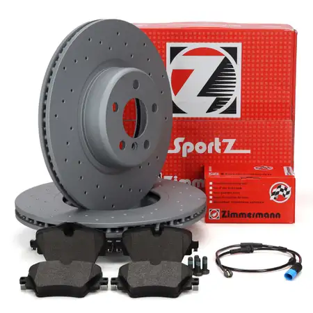 Zimmermann SPORT Brake Discs + Pads + Sensor for BMW X3 G01 and X4 (non-M models) &ndash; Front