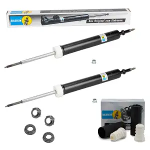 2x Bilstein B4 Shock Absorbers, B1 Dust Covers, OE Strut Mounts for BMW E82 Standard Rear Suspension