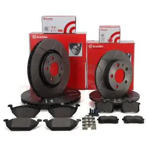 Brembo MAX LINE Bremsscheiben + Bel&auml;ge f&uuml;r AUDI A3 8L Leon Octavia Golf 4 vorne + hinten