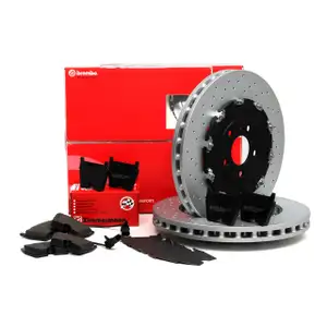 BREMBO Bremsscheiben + ZIMMERMANN Bel&auml;ge + Wako f&uuml;r AUDI RS4 B7 PR-1LT vorne