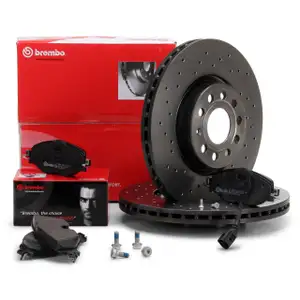 BREMBO XTRA Bremsscheiben Bel&auml;ge Wako f&uuml;r AUDI A3 8V Q2 SEAT SKODA VW Golf 7 vorne