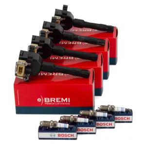 4x BREMI Z&uuml;ndspule + 4x BOSCH Z&uuml;ndkerze f&uuml;r BMW 3er E36 318is 140 PS M42 bis 09.1993
