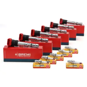 6x BREMI Z&uuml;ndspule + 6x NGK Z&uuml;ndkerze f&uuml;r AUDI A4 B6 B7 A6 C5 3.0 218/220 PS