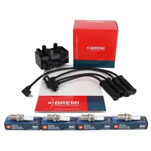 BREMI Z&uuml;ndspule + Z&uuml;ndkabelsatz + 4x BERU Z&uuml;ndkerze f&uuml;r DACIA Logan Sandero Kangoo 1.4 1.6
