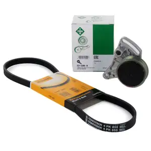 DAYCO 4PK855 Keilrippenriemen + INA Spannrolle für VW Passat B5 AUDI A4 B5 A6 C4 Superb 1