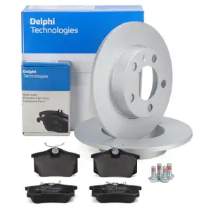 DELPHI Bremsscheiben + Bremsbeläge für VW Golf 4 Polo 4 5 6 A1 A2 8L1 Ibiza Fabia hinten