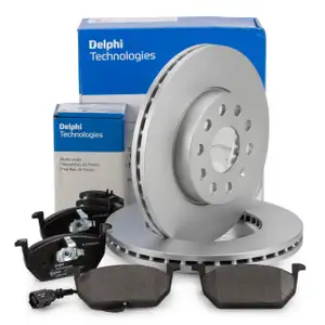 DELPHI Bremsscheiben + Bel&auml;ge f&uuml;r VW Golf 7 SEAT Leon SKODA Octavia 3 Audi A3 Cabrio vorne
