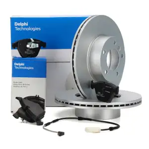 DELPHI Bremsscheiben + Bel&auml;ge + Wako f&uuml;r BMW 3er E90 E91 E92 E93 bis 02.2010 vorne