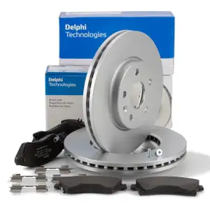 DELPHI Bremsscheiben + Bremsbel&auml;ge f&uuml;r OPEL Astra J 15 Zoll POC J67 vorne