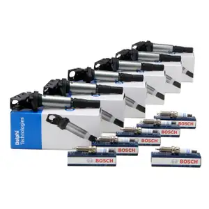 6x DELPHI Z&uuml;ndspule + 6x BOSCH Z&uuml;ndkerze f&uuml;r BMW 1er 2er 3er 4er 5er 6er X3 X4 X5 N54 N55