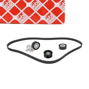 febi 184826 Keilrippenriemensatz f&uuml;r FORD Fiesta 7 MK7 1.0 EcoBoost 1.1 Ti-VCT ohne Klima