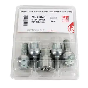 febi 27048 Felgenschloss Satz M12x15 für VW Golf 1 2 3 Passat AUDI MERCEDES DACIA RENAULT