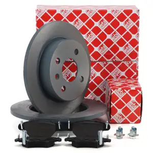 febi Bremsen Set Bremsscheiben + Bremsbel&auml;ge f&uuml;r OPEL Astra G ohne ABS 4-Loch hinten