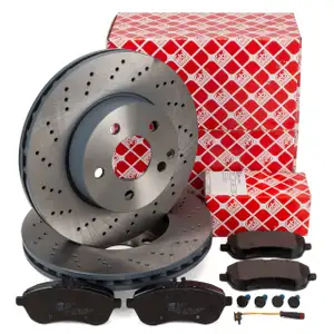 febi Bremsscheiben + Bremsbel&auml;ge + Sensor f&uuml;r MERCEDES W204 C204 S204 mit Sportpaket vorne