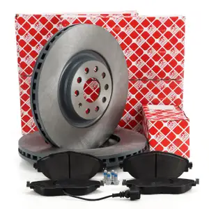 febi Bremsscheiben + Beläge + Sensor für VW Golf 7 8 GTI/R Passat B6 B7 B8 AUDI 8V vorne