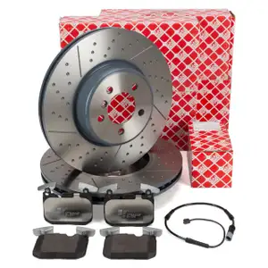 febi Bremsscheiben + Bremsbel&auml;ge + Sensor f&uuml;r BMW 3er F30-34 4er mit M-Technik vorne