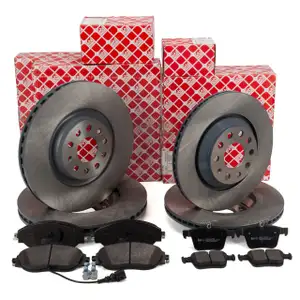 febi Bremsscheiben + Bremsbeläge + Sensor für VW Golf 7 GTI/R AUDI S3 8V vorne + hinten