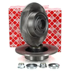 febi 28154 Bremsscheiben + Radlager Satz f&uuml;r RENAULT Clio 3 Megane 2 Twingo 2 Wind hinten