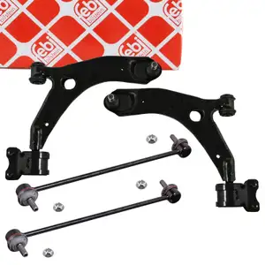 2x febi Querlenker + Traggelenk + Koppelstange für MAZDA 3 BK 5 CR19 CW vorne unten