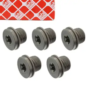 5x febi 100496 &Ouml;lablassschraube + Dichtring f&uuml;r VW Passat Polo 5 Sharan Tiguan N91180601