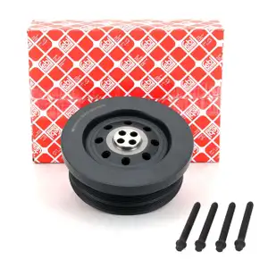 febi Riemenscheibe Kurbelwelle + 4x AIC Schraube f&uuml;r BMW E46 E90-93 E60 E61 X3 X5 M57
