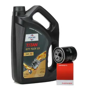 5 Liter FUCHS Motor&ouml;l 5W30 + HERTH+BUSS &Ouml;lfilter f&uuml;r MITSUBISHI Colt SMART ForFour