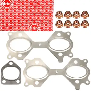 Abgaskr&uuml;mmerdichtung + Schrauben Set f&uuml;r BMW E81 E46 E90 E91 E60 E61 X3 E83 M47 N47