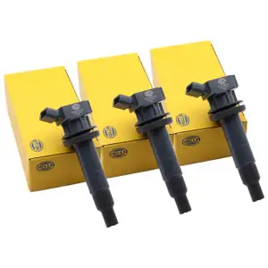 3x HELLA 5DA358000-421 Z&uuml;ndspule f&uuml;r CITROEN C1 PEUGEOT 107 TOYOTA Aygo B1 Yaris P9 1.0