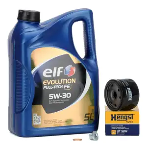 5L elf Full-Tech FE 5W30 Motor&ouml;l + HENGST &Ouml;lfilter f&uuml;r ALFA ROMEO NISSAN OPEL RENAULT