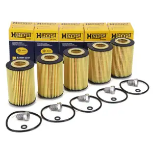 5x HENGST E340HD247 &Ouml;lfilter + Schraube f&uuml;r VW Golf 7 Passat Polo Tiguan 1.6/2.0 TDI