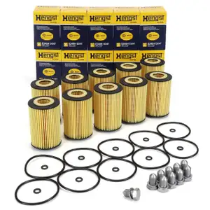 10x HENGST E340HD247 &Ouml;lfilter + Schraube f&uuml;r VW Golf 7 Passat Polo Tiguan 1.6/2.0TDI