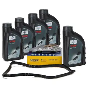 HENGST Getriebefilter + Dichtung + 5L FUCHS Getriebe&ouml;l 6-Gang Automatik f&uuml;r VW 3.2 2.5 TDI