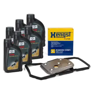 HENGST Getriebefilter Satz + 6L FUCHS Getriebe&ouml;l f&uuml;r MERCEDES W169 W245 722.8 CVT