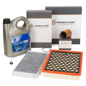 HIRSCHER Filterset + 5L ORIGINAL 5W30 dexos2 Motor&ouml;l f&uuml;r OPEL Signum Vectra C 2.0 2.2