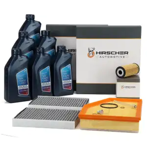 HIRSCHER Filterset 3-tlg + 6L ORIGINAL 0W20 Motor&ouml;l f&uuml;r BMW G30 G31 G32 G11 G12 X5 B47 B48