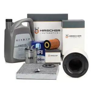 HIRSCHER Filterset 4-tlg + 5L ORIGINAL 0W30 Motor&ouml;l f&uuml;r AUDI A1 8X 1.6 TDI 06.2012 2.0 TDI