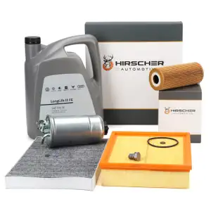 HIRSCHER Filterset 4-tlg + 5L ORIGINAL 0W30 Motor&ouml;l f&uuml;r AUDI A6 4B C5 1.9 TDI 130 PS