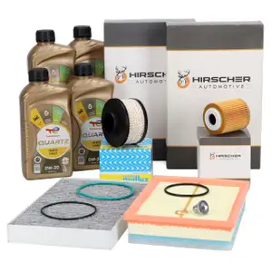 HIRSCHER Filterset 4-tlg + TOTAL 0W-30 Motor&ouml;l f&uuml;r CITROEN Aircross OPEL Crossland 1.5 D