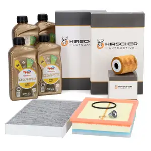 HIRSCHER Filterset 3-tlg + TOTAL 0W-30 Motor&ouml;l f&uuml;r CITROEN Aircross OPEL Crossland 1.5 D