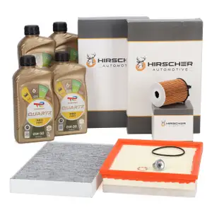 HIRSCHER Filterset 3-tlg + TOTAL 0W-30 Motor&ouml;l f&uuml;r CITROEN Aircross OPEL Crossland 1.6 D