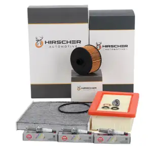 HIRSCHER Filterset + 3x NGK Z&uuml;ndkerze f&uuml;r RENAULT Twingo 3 SMART ForFour ForTwo 453 0.9