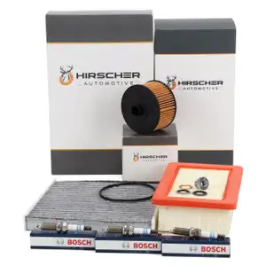 HIRSCHER Filterset + 3x BOSCH Z&uuml;ndkerze f&uuml;r RENAULT Twingo 3 SMART ForFour ForTwo 453 0.9