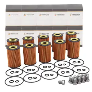 10x HIRSCHER &Ouml;lfilter + Schraube f&uuml;r VW Golf 5 6 Passat B6 B7 Tiguan Touran T5 1.6/2.0 TDI