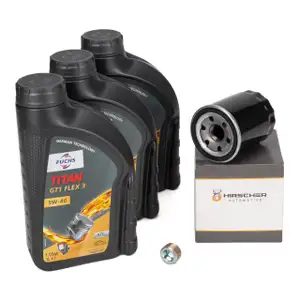 3L FUCHS 5W-40 Motor&ouml;l &Ouml;l + HIRSCHER &Ouml;lfilter f&uuml;r FIAT 500 500L Doblo Panda Punto 1.2 1.4