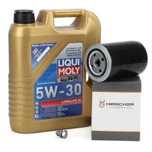 5L LIQUI MOLY 5W30 LONGLIFE 3 Motor&ouml;l + HIRSCHER &Ouml;lfilter f&uuml;r VW Passat AUDI A4 B5-7 1.8 T