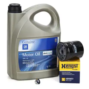 5L ORIGINAL 5W30 dexos2 Motor&ouml;l + HENGST &Ouml;lfilter f&uuml;r OPEL Astra F G Vectra A 1.6-2.0