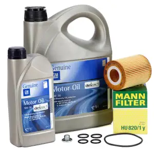 6L ORIGINAL 5W-30 dexos1 Gen3 Motor&ouml;l + MANN &Ouml;lfilter f&uuml;r OPEL Astra H J Zafira B 1.7 CDTI